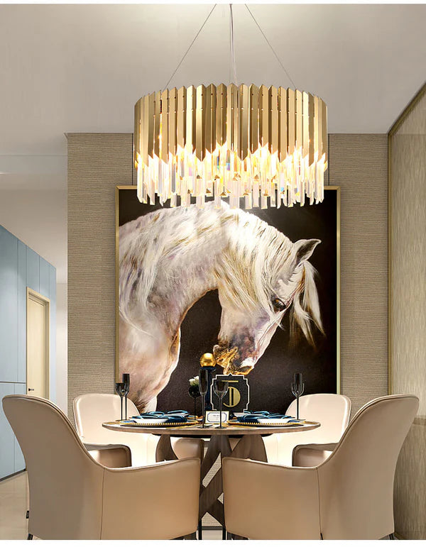 GOLD & CLEAR BAR CHANDELIER