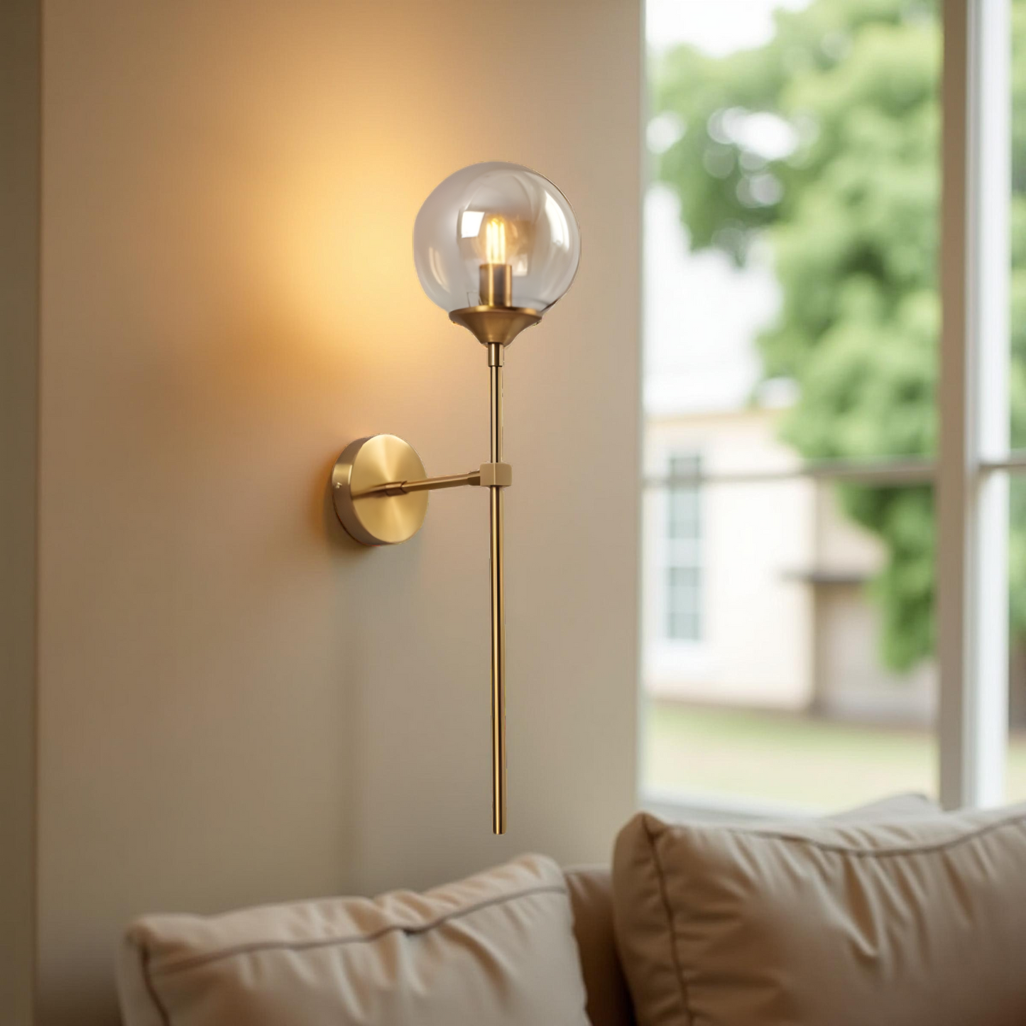 GLASS GLOBE WALL SCONCE