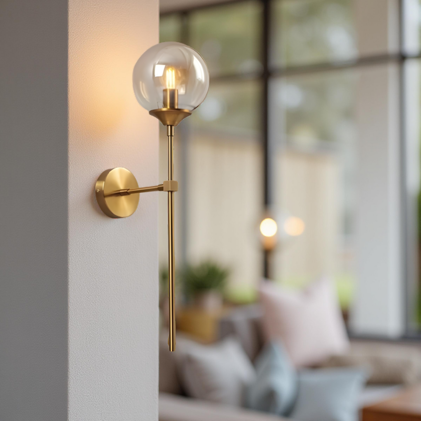 GLASS GLOBE WALL SCONCE