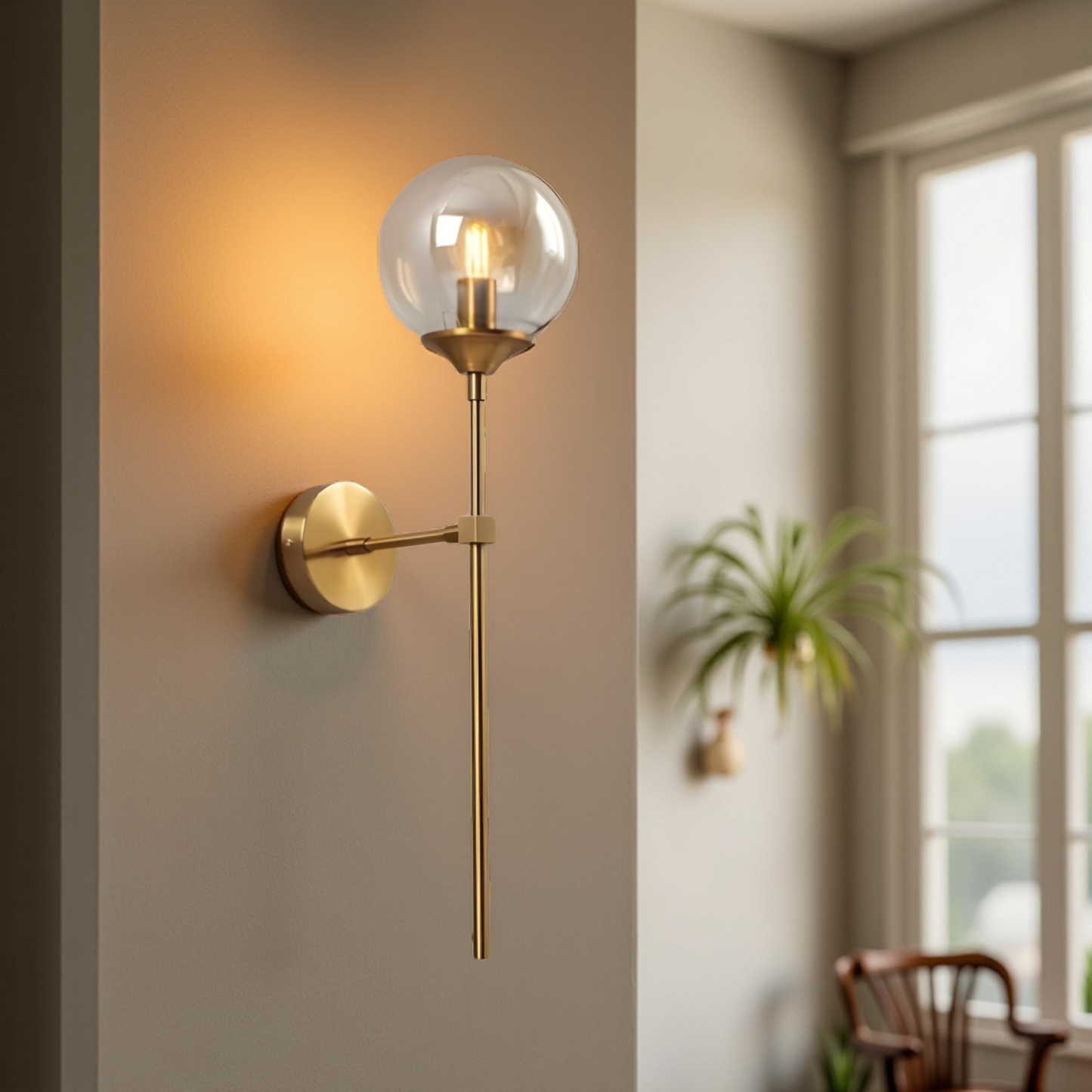 GLASS GLOBE WALL SCONCE
