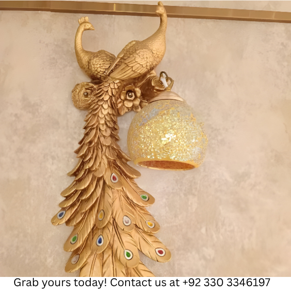 GOLDEN PEACOCK WALL LIGHT