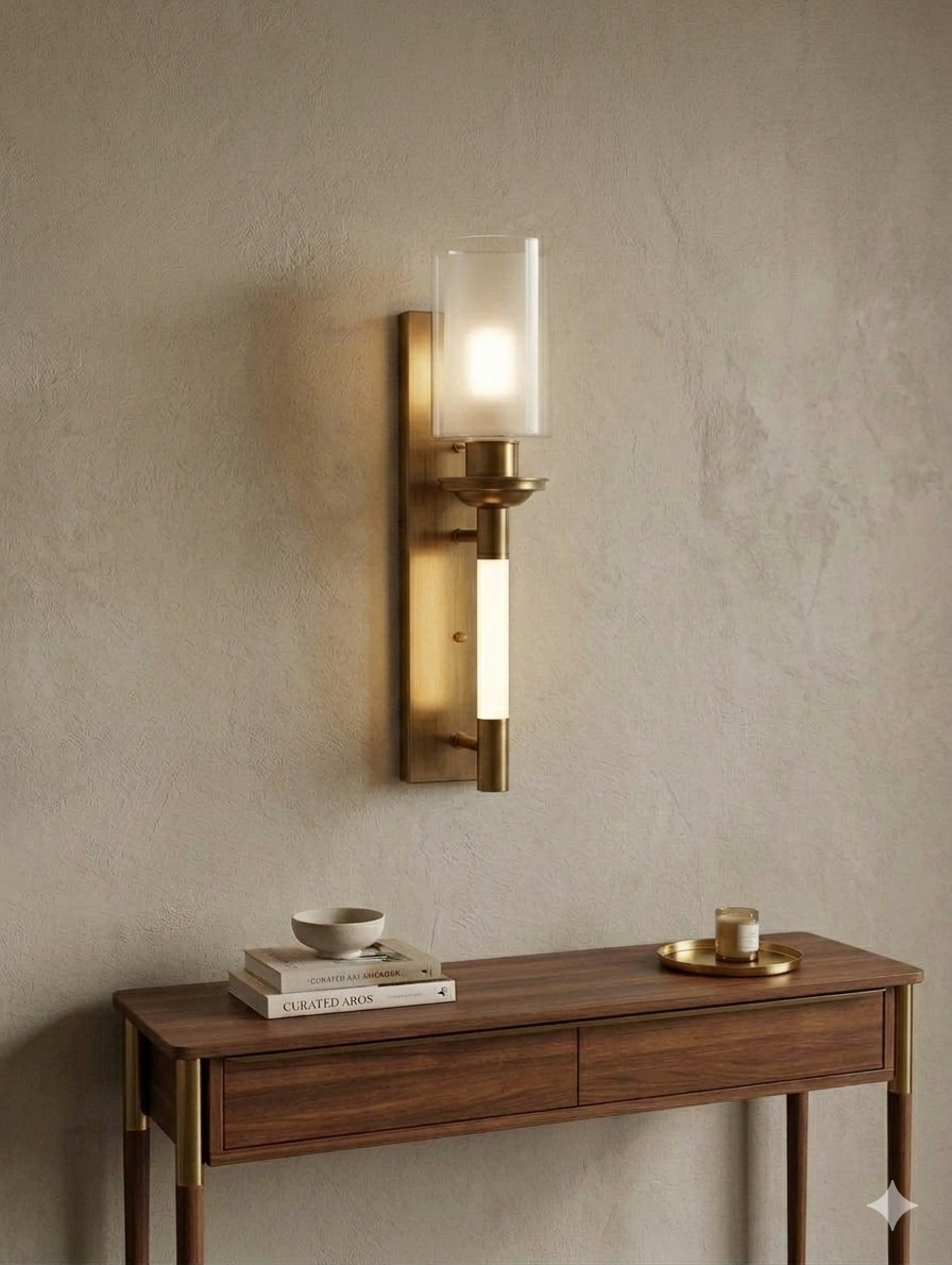 FROSTED BRASS BEDSIDE SCONCE