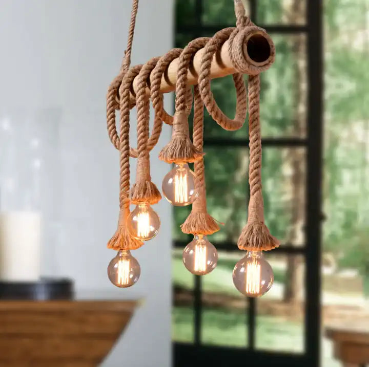 RUST ROPE GLOW HANGING PENDANT LIGHT