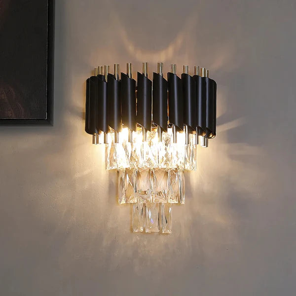 LUXURY CRYSTAL GOLD & BLACK WALL LIGHT