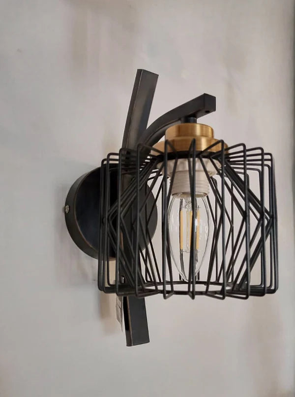 BLACK CAGE WALL LAMP