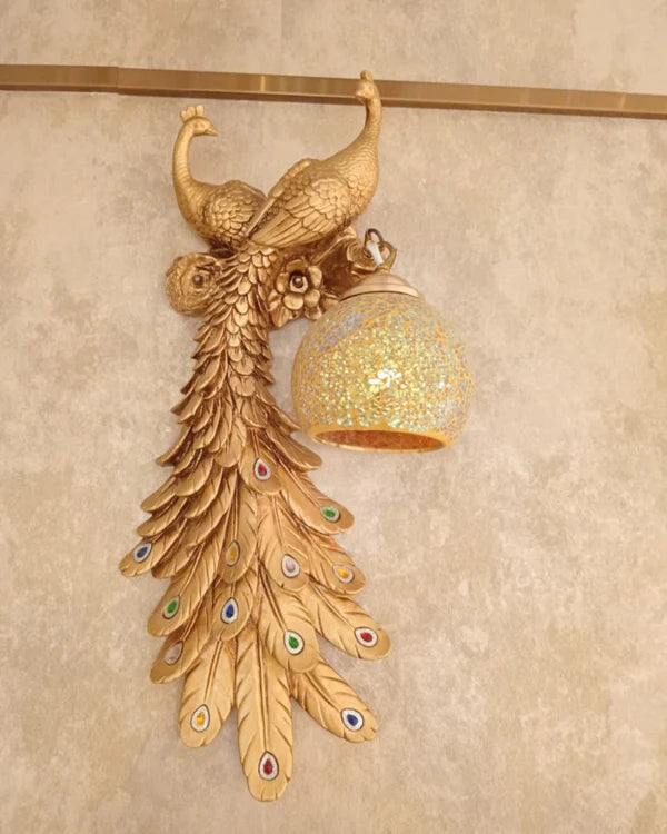 GOLDEN PEACOCK WALL LIGHT