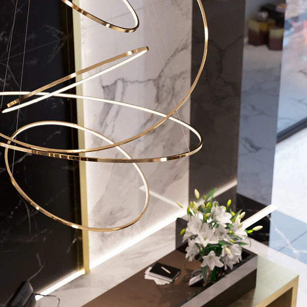 LED GOLD RING CHANDELIER