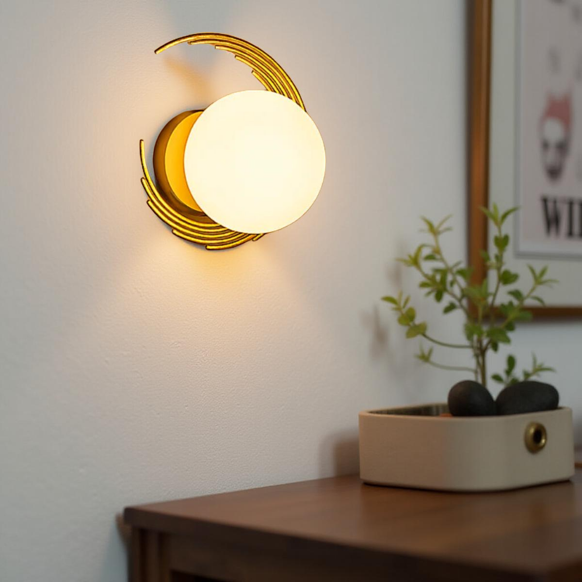 Golden Moon Wall Light in Pakistan – Modern Bedside Lamp