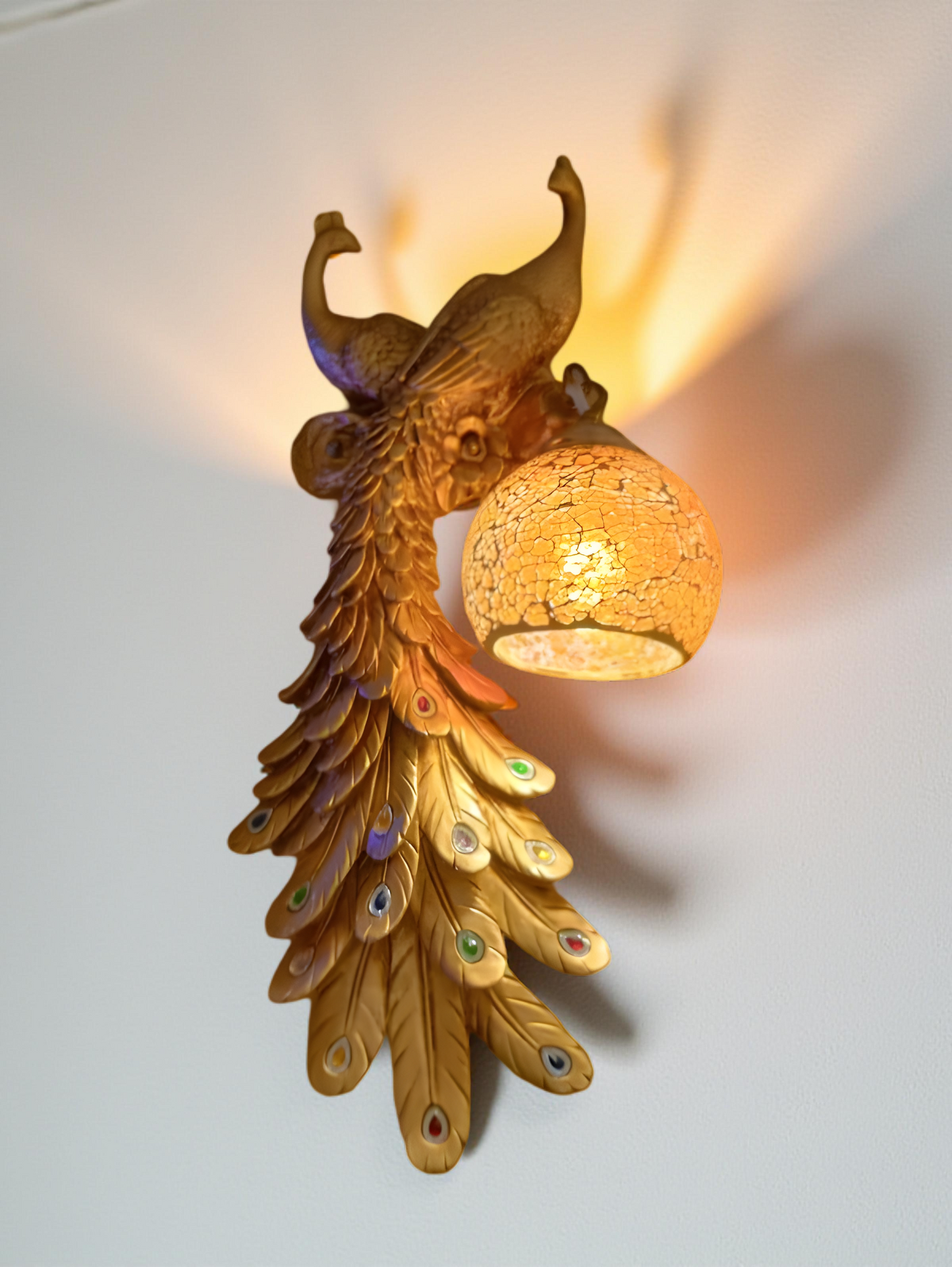 GOLDEN PEACOCK WALL LIGHT