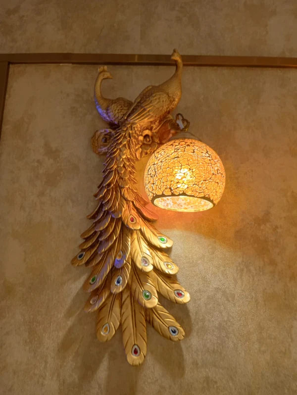 GOLDEN PEACOCK WALL LIGHT
