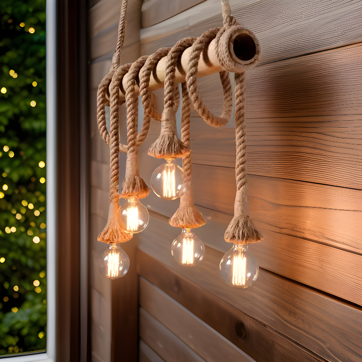 RUST ROPE GLOW HANGING PENDANT LIGHT