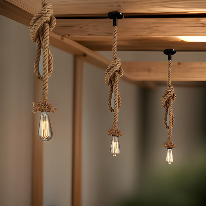 RUST ROPE GLOW HANGING PENDANT LIGHT