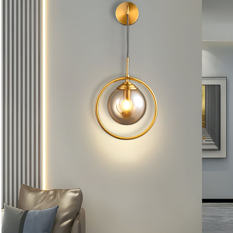 LED WALL LAMP GLASS BALL WITH GOLD RING