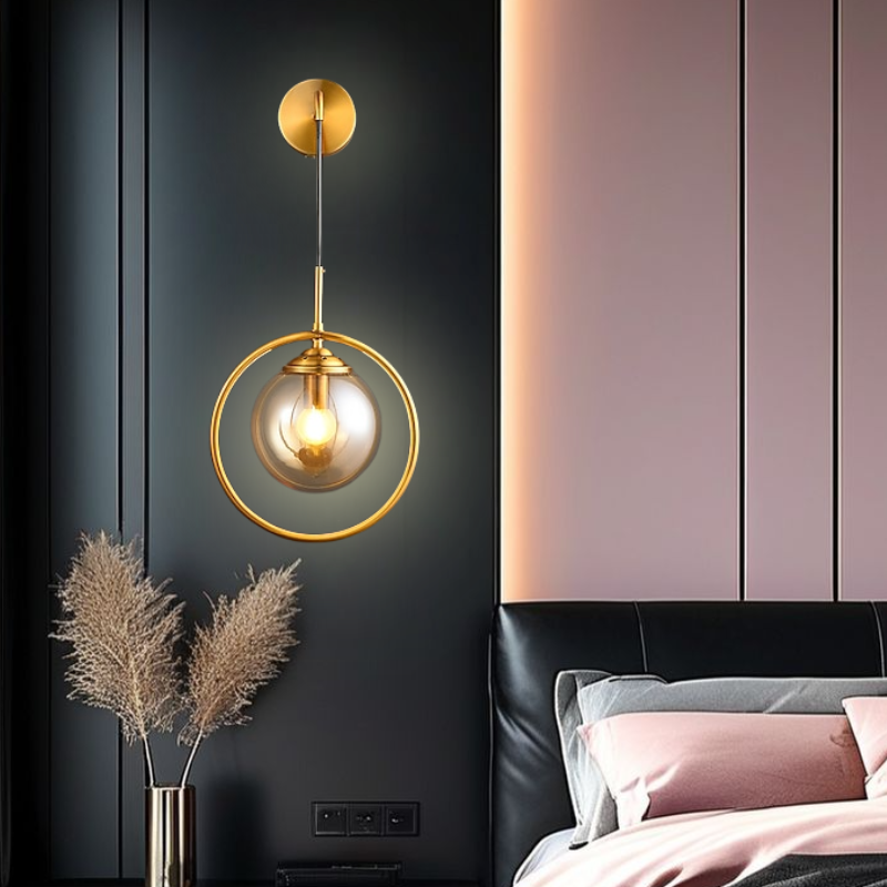 LED WALL LAMP GLASS BALL WITH GOLD RING