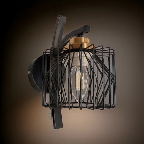 BLACK CAGE WALL LAMP