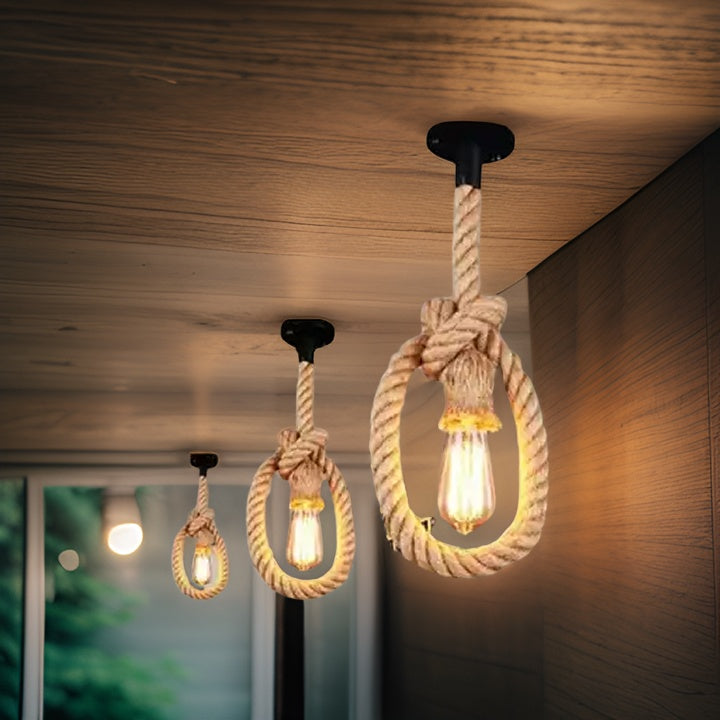RUST ROPE GLOW HANGING PENDANT LIGHT