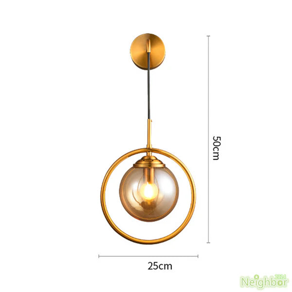LED WALL LAMP GLASS BALL WITH GOLD RING