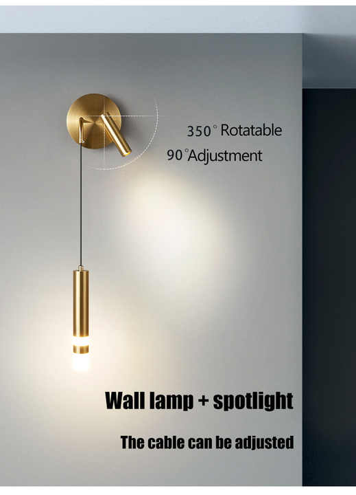 BEDSIDE WALL LIGHT WITH SPOT LIGHT