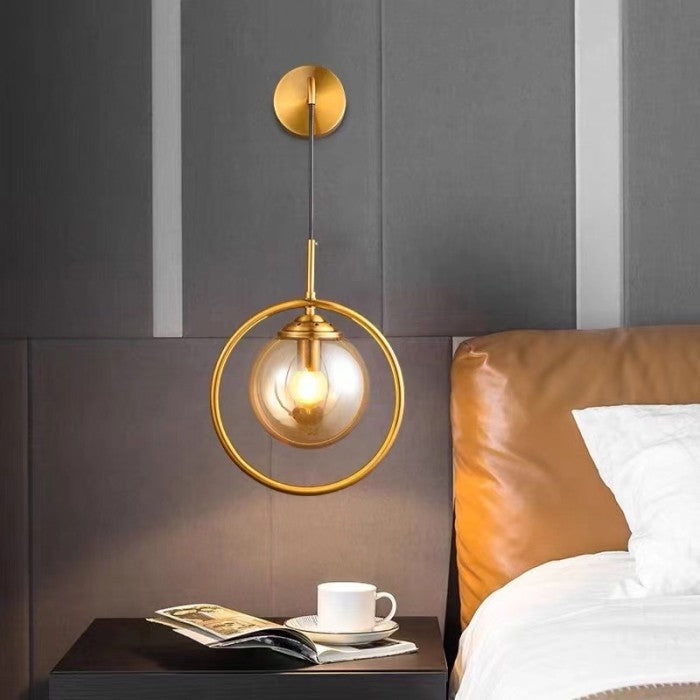 LED WALL LAMP GLASS BALL WITH GOLD RING
