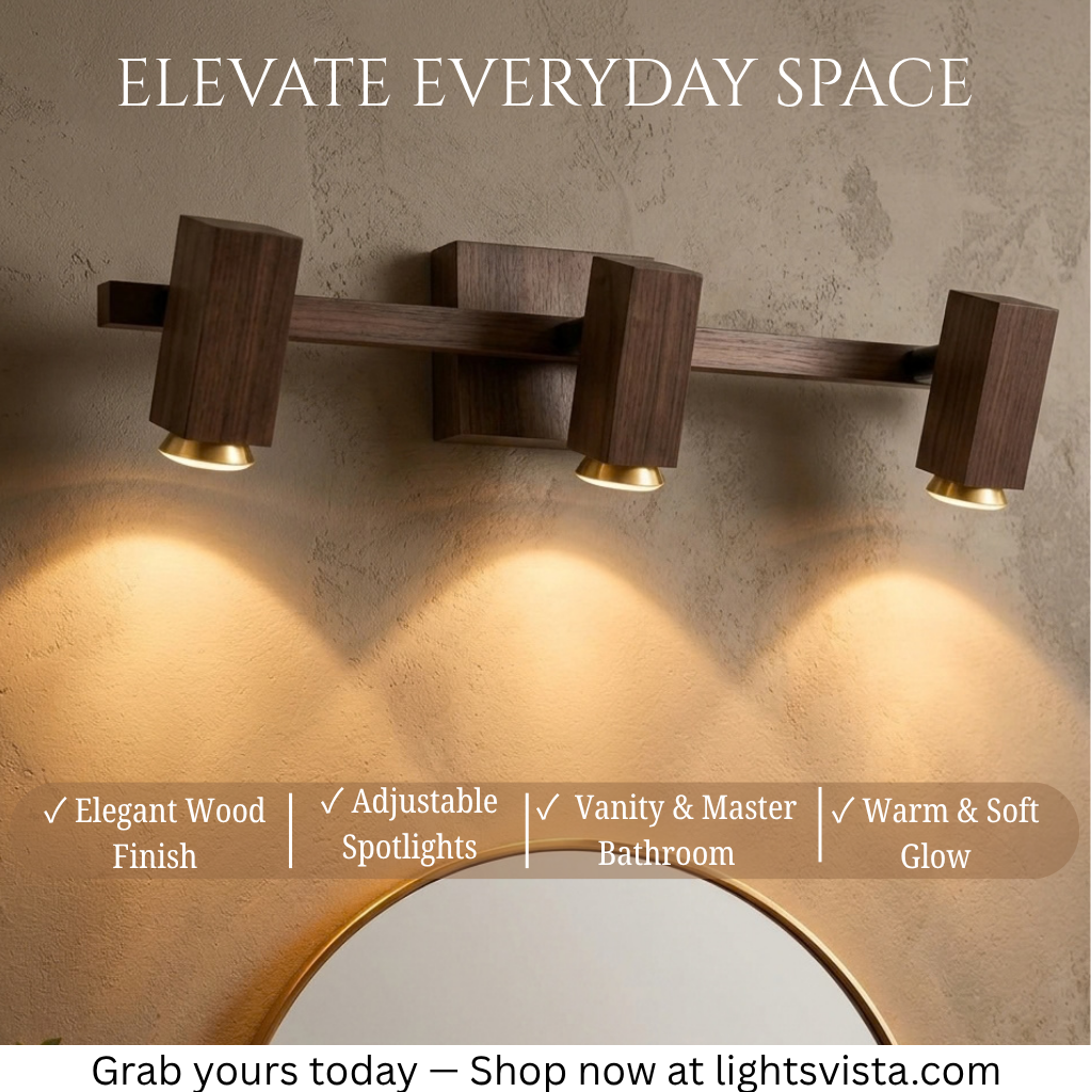 Adjustable Wood & Brass Vanity light | Warm Ambient Glow | Perfect For Powder Room & Master Bathroom | Available in 2 & 3-Head Variants