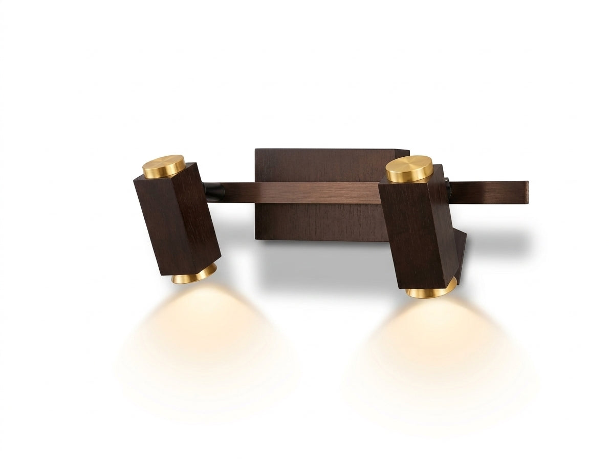 Adjustable Wood & Brass Vanity light | Warm Ambient Glow | Perfect For Powder Room & Master Bathroom | Available in 2 & 3-Head Variants