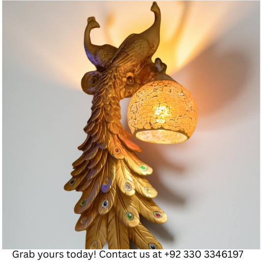 GOLDEN PEACOCK WALL LIGHT