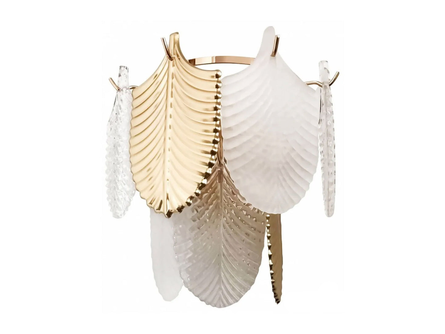 ELEGANT WHITE & GOLD FEATHER WALL SCONCE