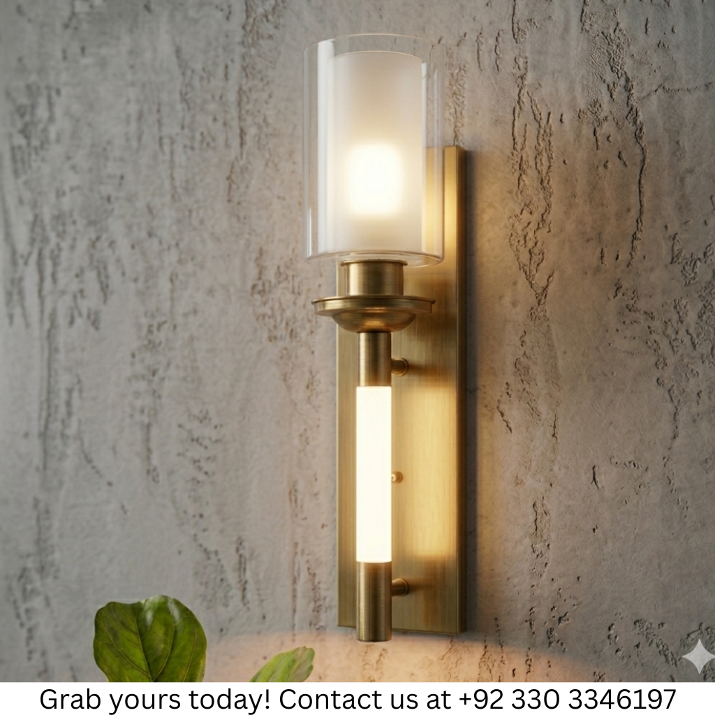 FROSTED BRASS BEDSIDE SCONCE