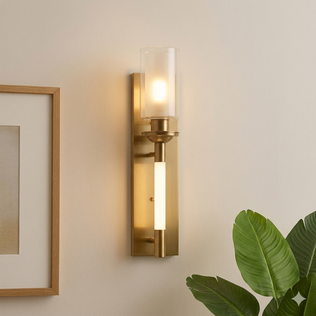 FROSTED BRASS BEDSIDE SCONCE