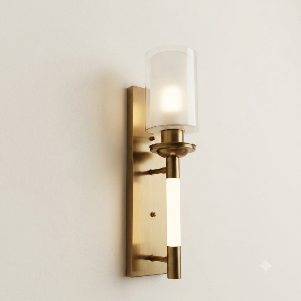 FROSTED BRASS BEDSIDE SCONCE