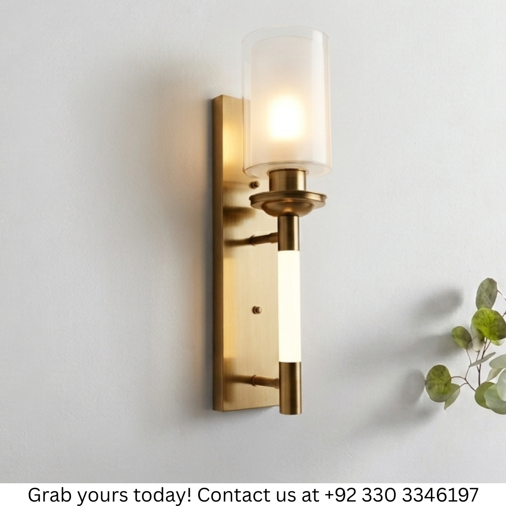 FROSTED BRASS BEDSIDE SCONCE