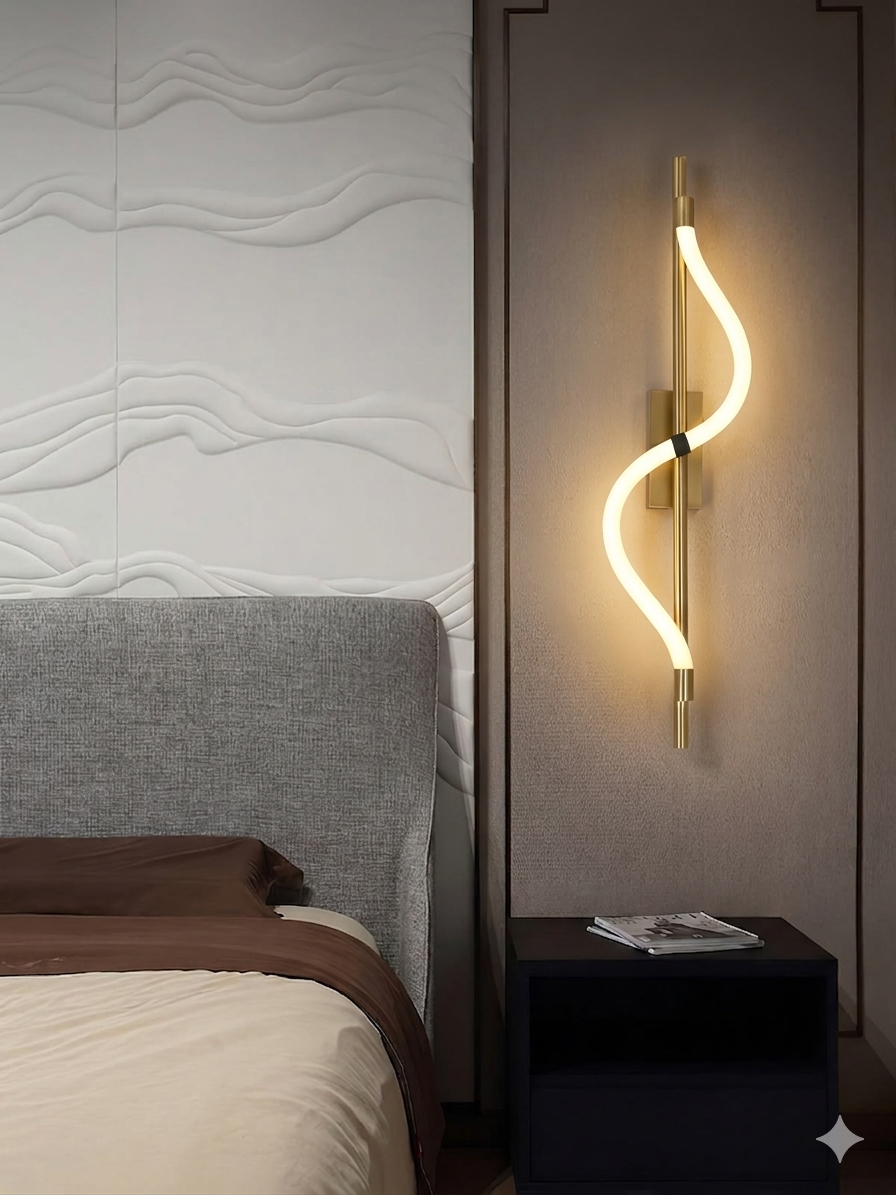 GOLDEN CURVE BEDSIDE WALL LIGHT
