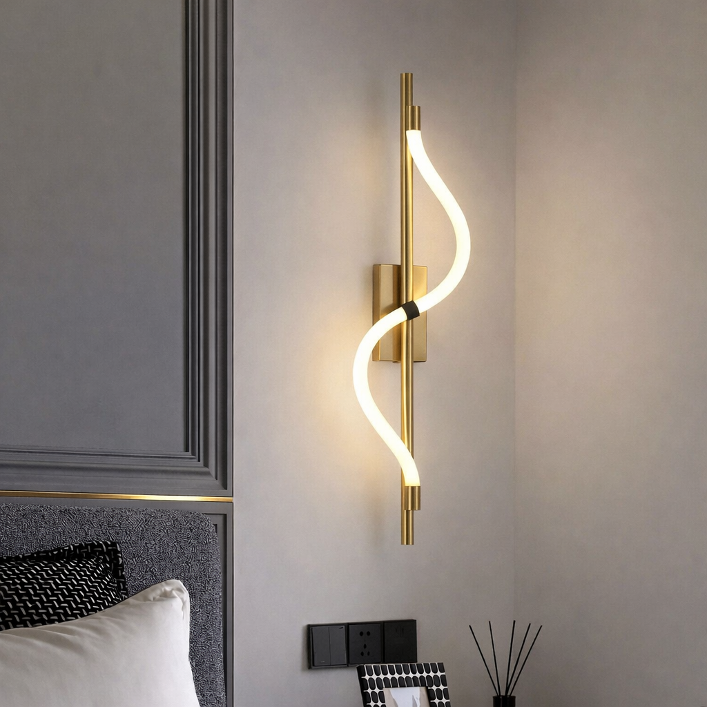 GOLDEN CURVE BEDSIDE WALL LIGHT