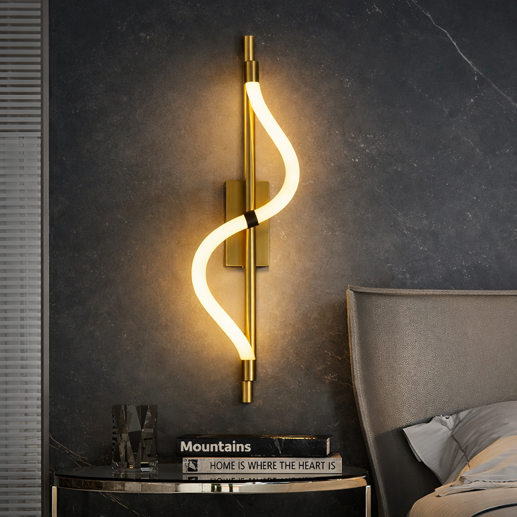 GOLDEN CURVE BEDSIDE WALL LIGHT