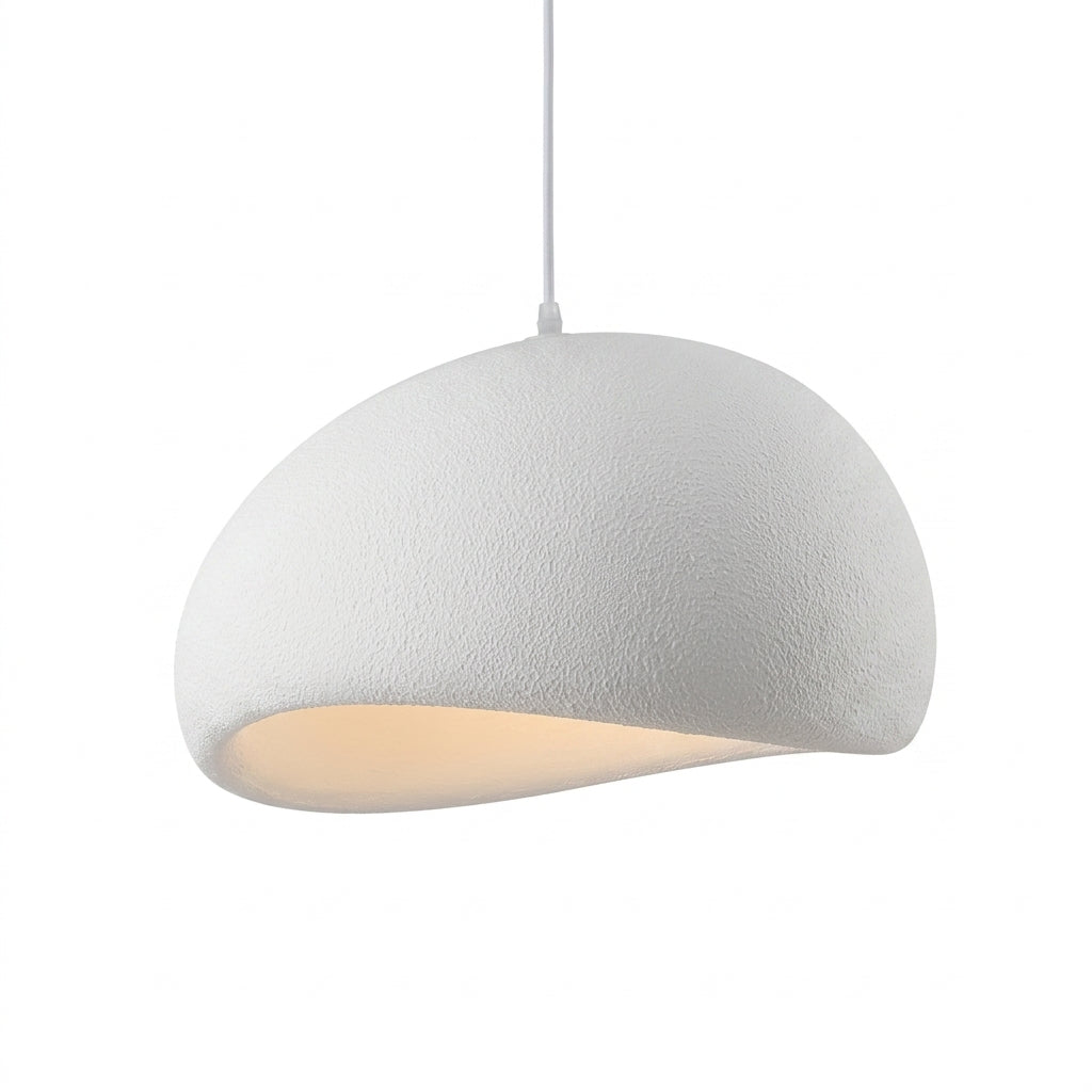 Modern Textured Semi-Sphere Pendant Light – Earthy White Hanging Lamp | Warm White | Perfect for Kitchen island & Living Room