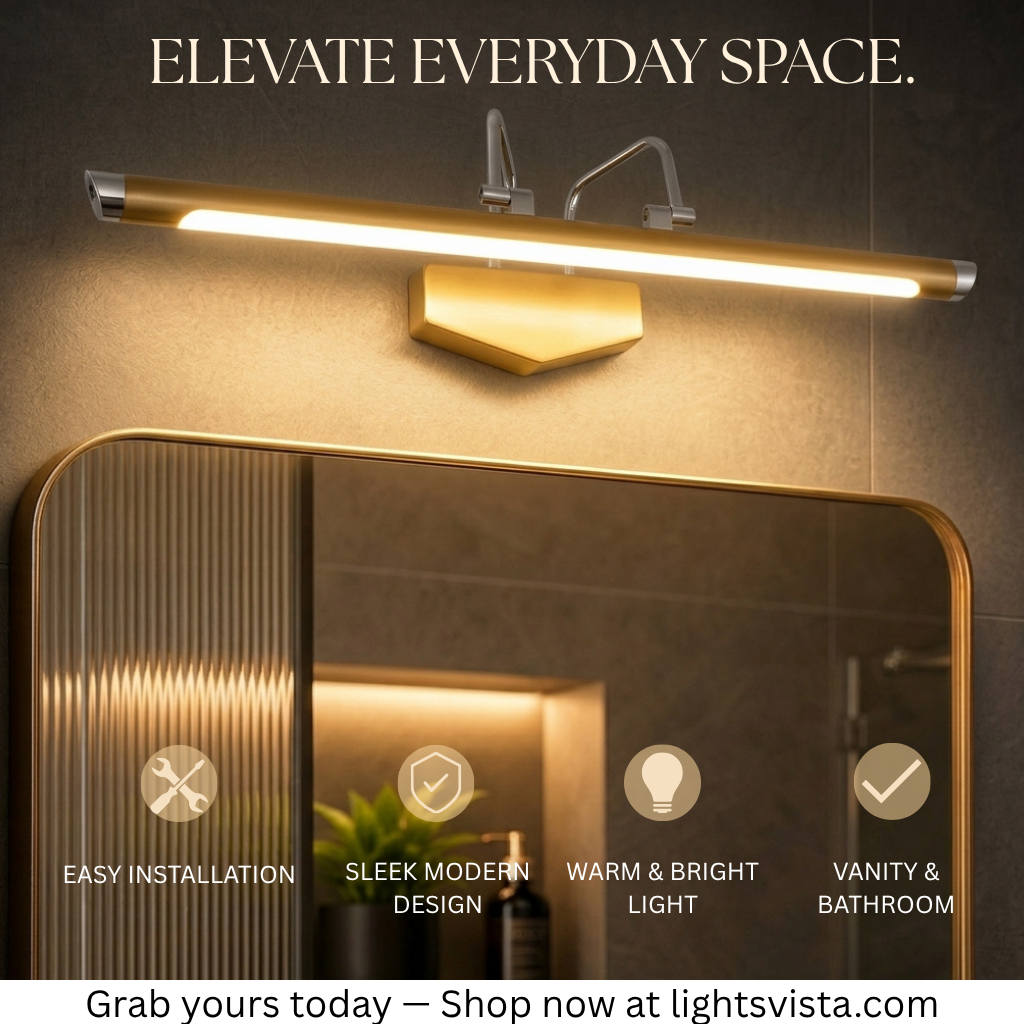 Modern Gold LED Vanity Light – Perfect for Modern Bathroom Vanities & Dressing Areas
