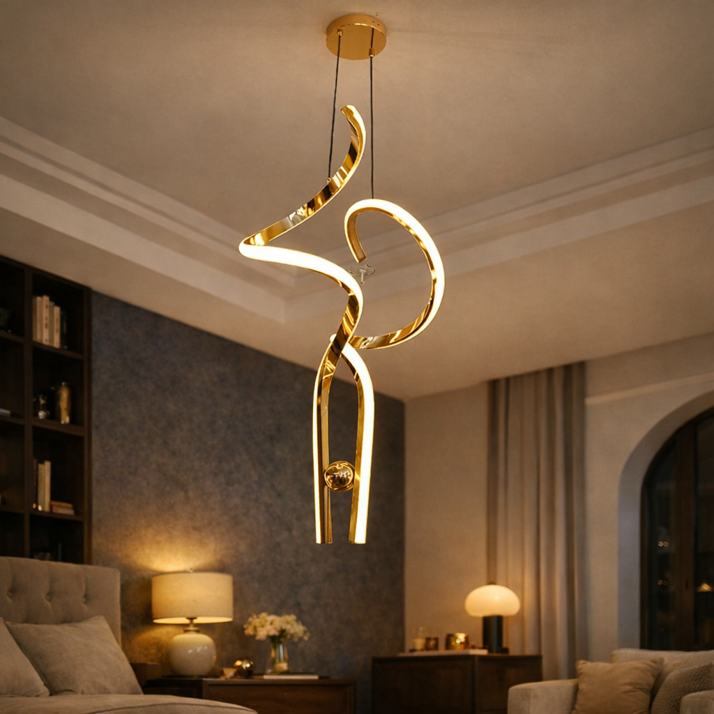 TWISTED GOLDEN HANGING LIGHT