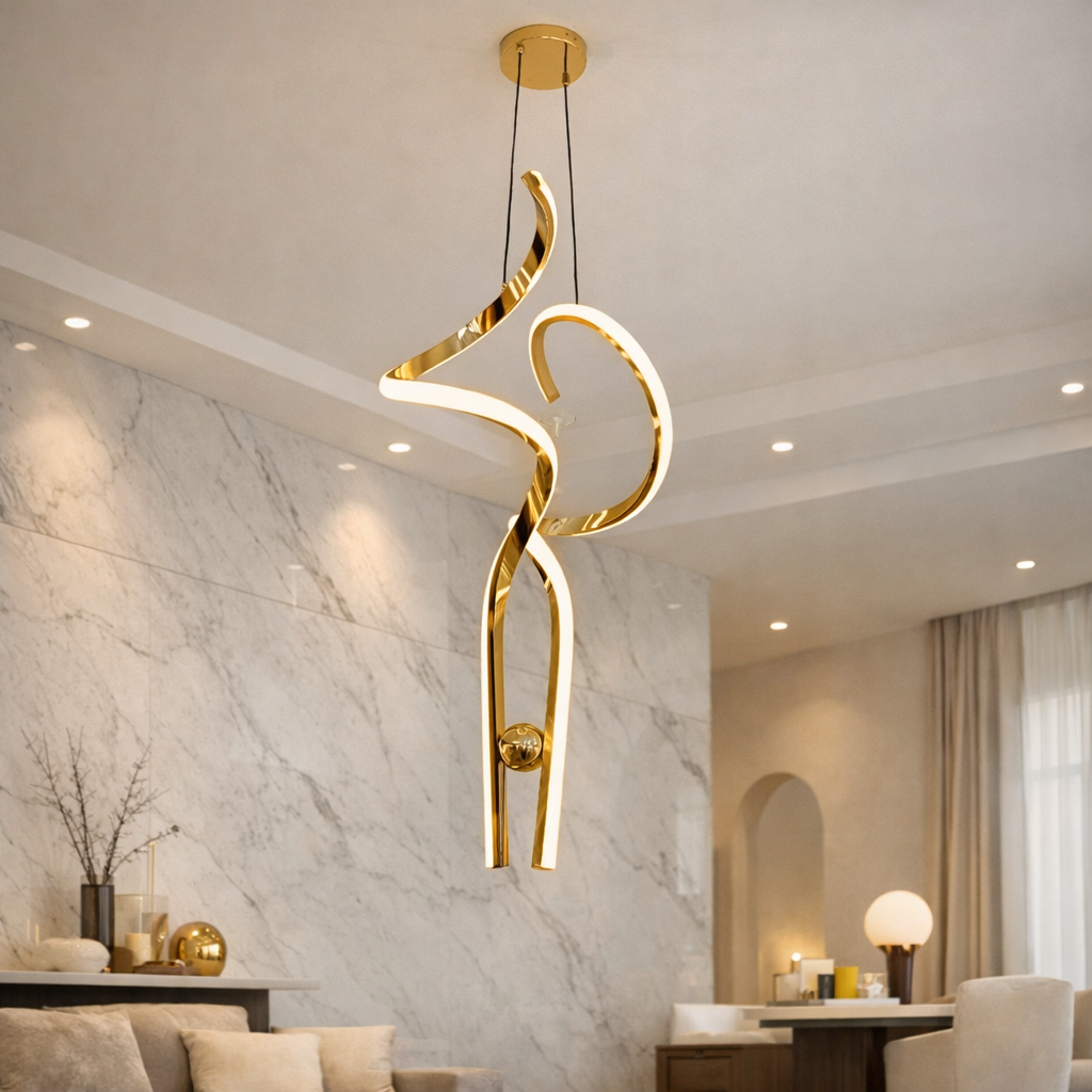 TWISTED GOLDEN HANGING LIGHT