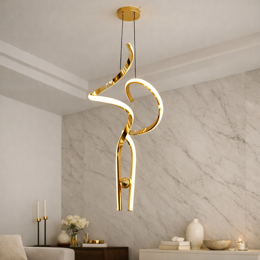 TWISTED GOLDEN HANGING LIGHT