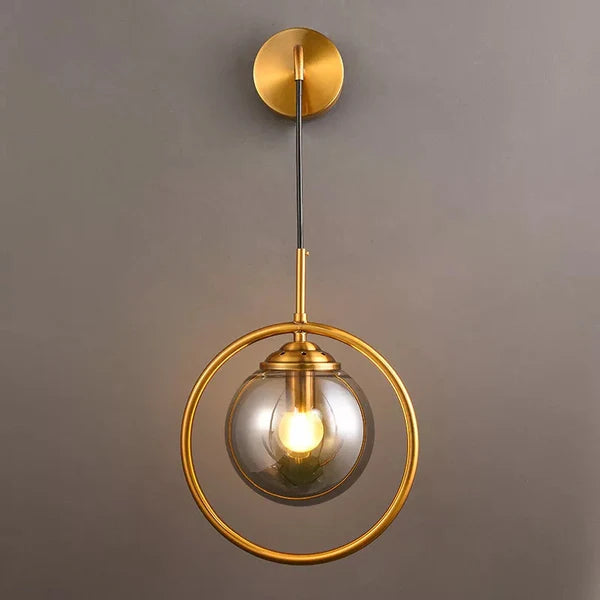 LED WALL LAMP GLASS BALL WITH GOLD RING