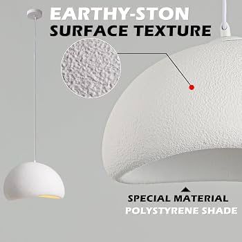 Modern Textured Semi-Sphere Pendant Light – Earthy White Hanging Lamp | Warm White | Perfect for Kitchen island & Living Room