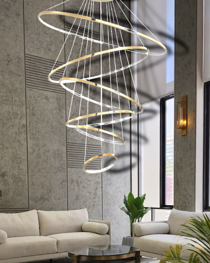LED GOLD RING CHANDELIER