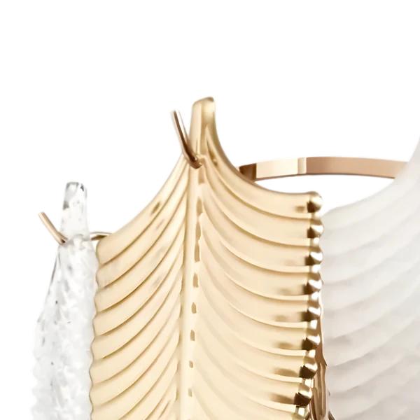ELEGANT WHITE & GOLD FEATHER WALL SCONCE