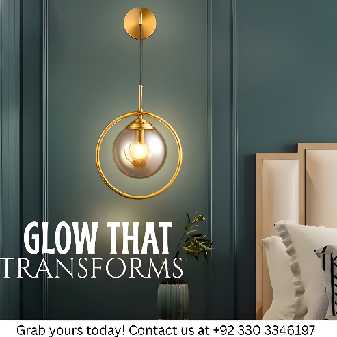 LED WALL LAMP GLASS BALL WITH GOLD RING