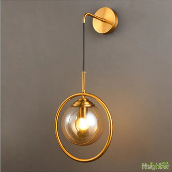 LED WALL LAMP GLASS BALL WITH GOLD RING